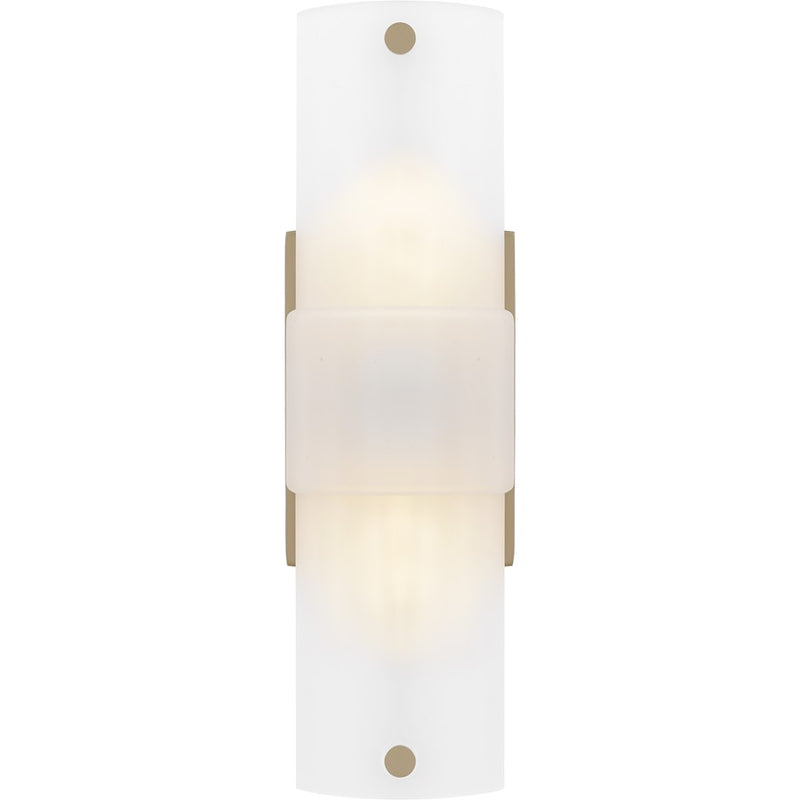 Quoizel Finnegan 2Light 16" Wall Sconce, Bronze Gold/Etched Glass
