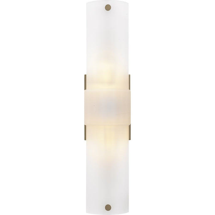 Quoizel Finnegan 2Light 22" Wall Sconce, Bronze Gold/Etched Glass