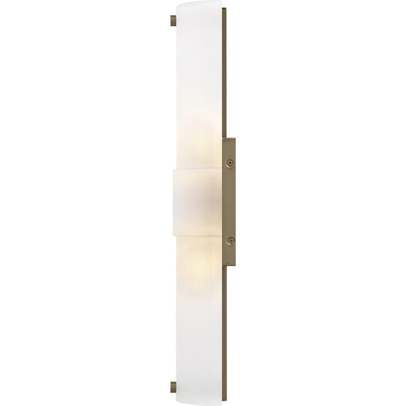 Quoizel Finnegan 2Light 22" Wall Sconce, Bronze Gold/Etched Glass