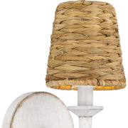 Quoizel Flannery 11.5in 1-Light Wall Sconce | Modern Bohemian Antique White and Seagrass | Hallway & Bathroom | 5 x 6.5 x 11.5 in | Model FLA8705AWH