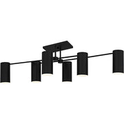 Quoizel Foreland 6Light Semi-Flush Mount, Matte Black/Metal - FLD1750MBK