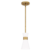 Quoizel Fremont 1 Light 9" Mini Pendant, Aged Brass/White Metal
