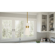 Quoizel Fremont 1 Light 9" Mini Pendant, Aged Brass/White Metal