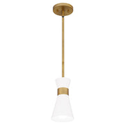Quoizel Fremont 1 Light 9" Mini Pendant, Aged Brass/White Metal