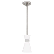 Quoizel Fremont 1 Light 9" Mini Pendant, Brushed Nickel/White Metal