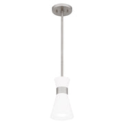 Quoizel Fremont 1 Light 9" Mini Pendant, Brushed Nickel/White Metal