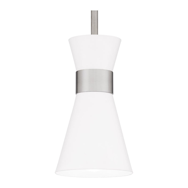 Quoizel Fremont 1 Light 9" Mini Pendant, Brushed Nickel/White Metal