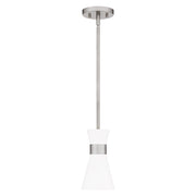 Quoizel Fremont 1 Light 9" Mini Pendant, Brushed Nickel/White Metal