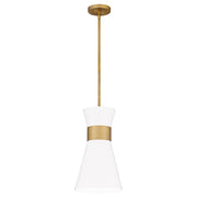 Quoizel Fremont 1 Light Mini Pendant, Aged Brass/White Metal