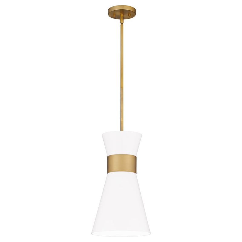 Quoizel Fremont 1 Light Mini Pendant, Aged Brass/White Metal