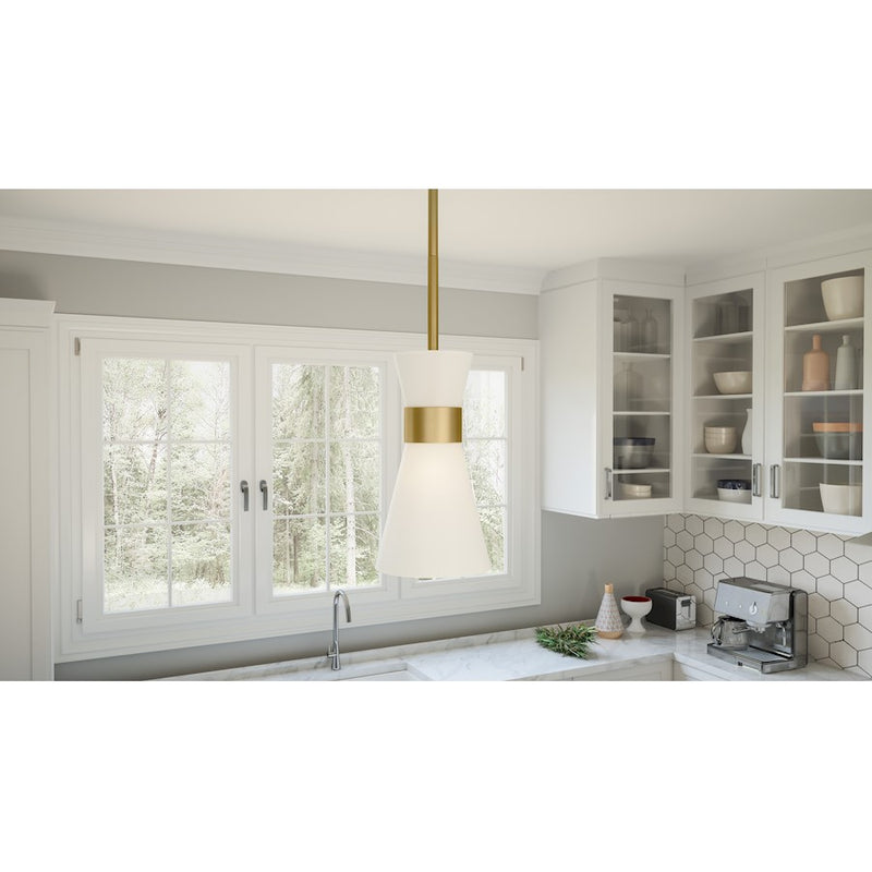 Quoizel Fremont 1 Light Mini Pendant, Aged Brass/White Metal