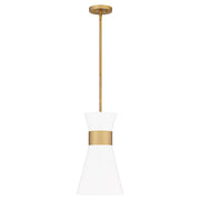 Quoizel Fremont 1 Light Mini Pendant, Aged Brass/White Metal