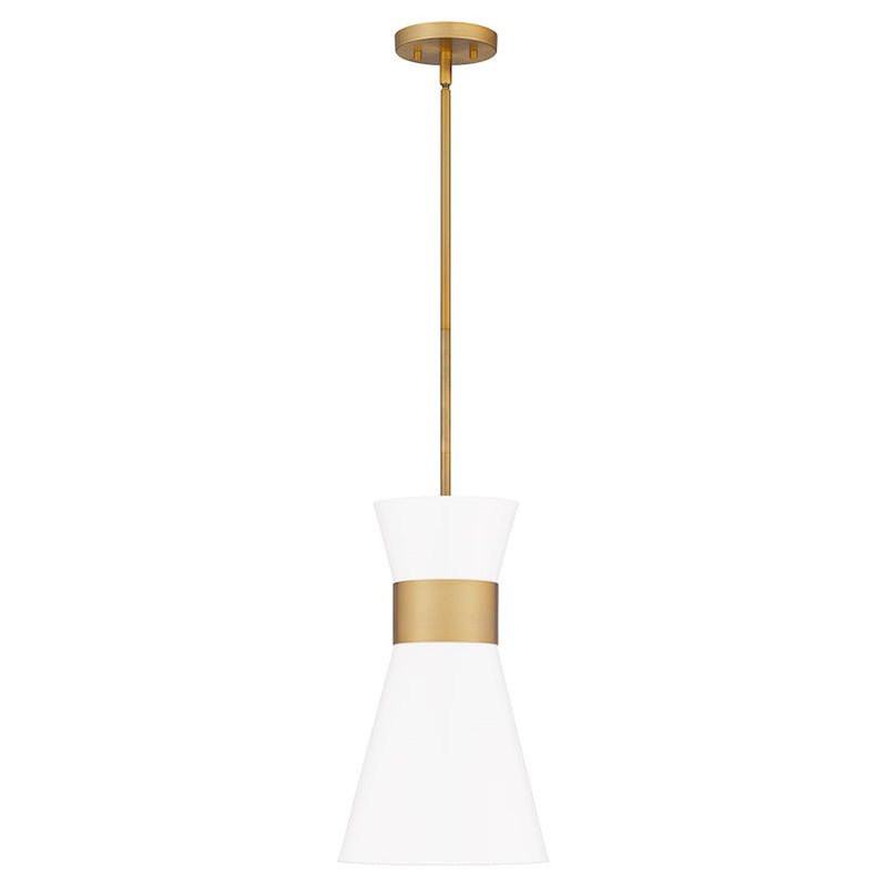 Quoizel Fremont 1 Light Mini Pendant, Aged Brass/White Metal