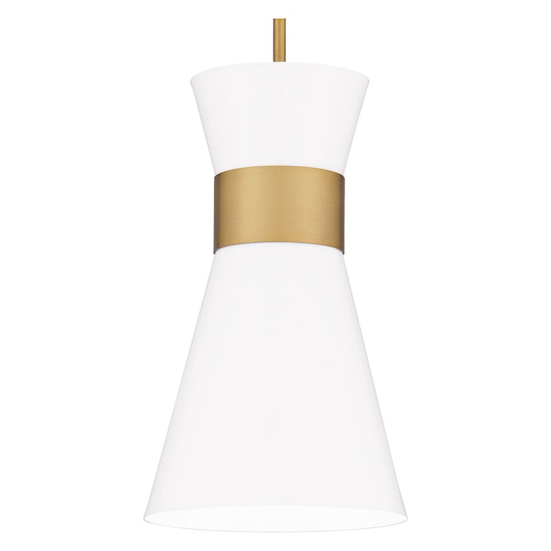 Quoizel Fremont 1 Light Mini Pendant, Aged Brass/White Metal