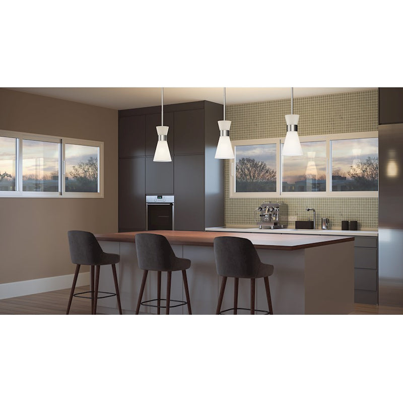Quoizel Fremont 1 Light Mini Pendant, Brushed Nickel/White Metal