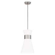 Quoizel Fremont 1 Light Mini Pendant, Brushed Nickel/White Metal