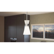 Quoizel Fremont 1 Light Mini Pendant, Brushed Nickel/White Metal