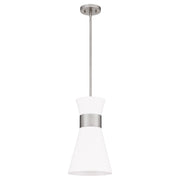 Quoizel Fremont 1 Light Mini Pendant, Brushed Nickel/White Metal