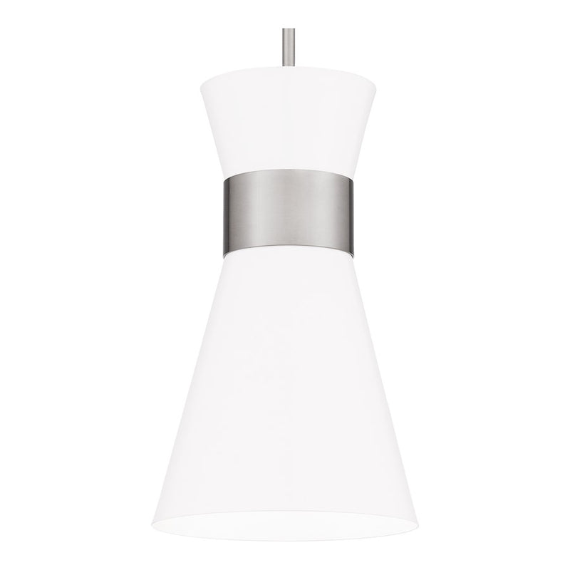 Quoizel Fremont 1 Light Mini Pendant, Brushed Nickel/White Metal
