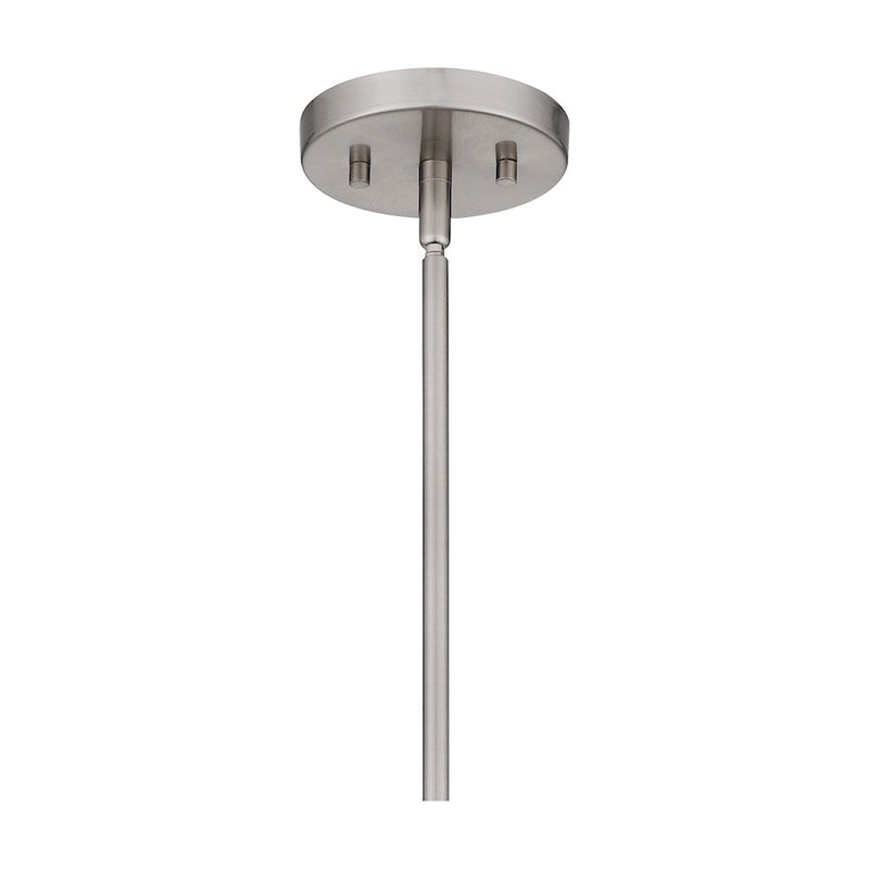 Quoizel Fremont 1 Light Mini Pendant, Brushed Nickel/White Metal