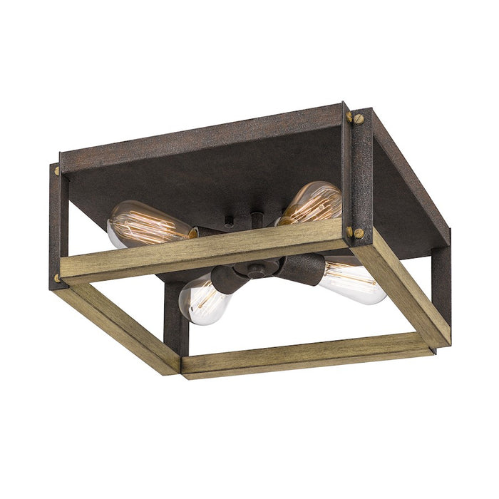 Quoizel Finn 4 Light Flush Mount, Rustic Black