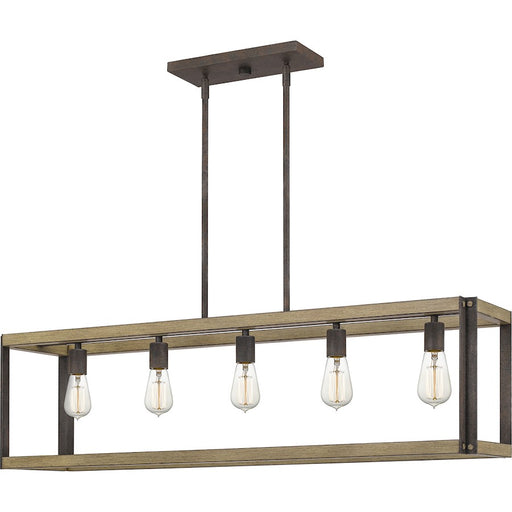 Quoizel Finn Linear 5 Light Chandelier, Rustic Black
