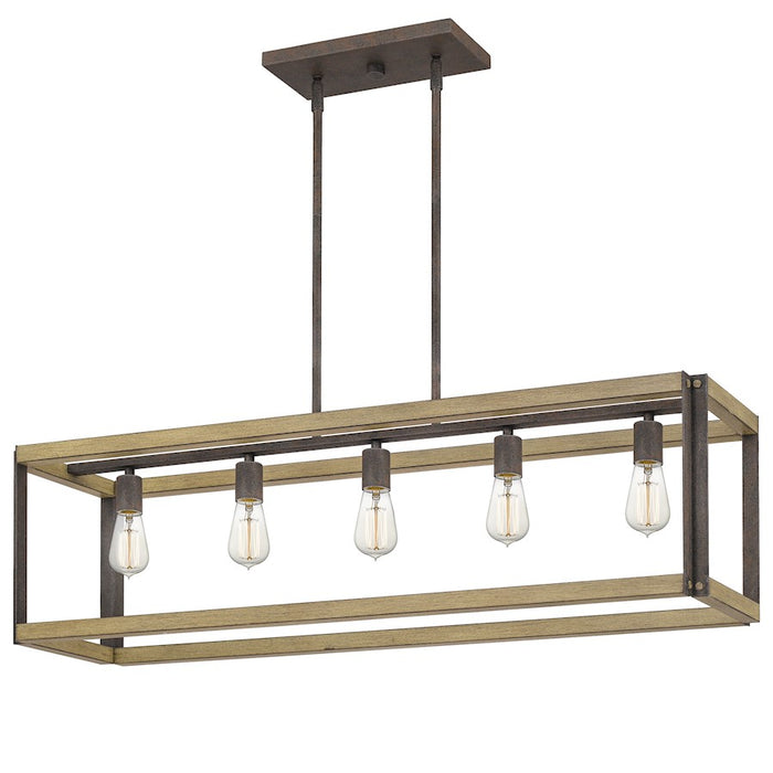 Quoizel Finn Linear 5 Light Chandelier, Rustic Black