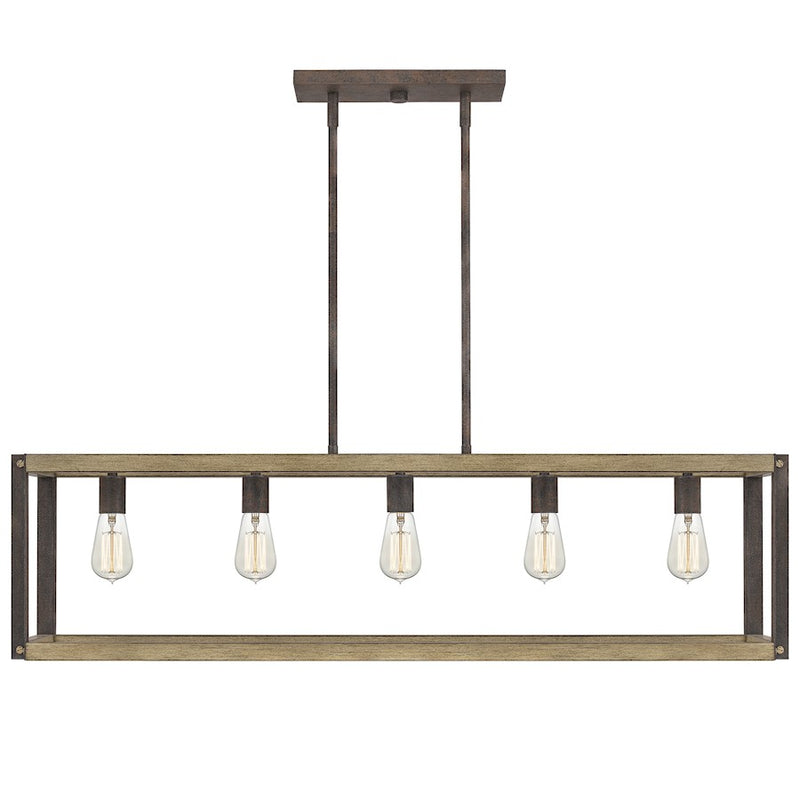 Quoizel Finn Linear 5 Light Chandelier, Rustic Black
