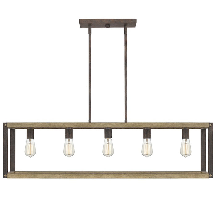 Quoizel Finn Linear 5 Light Chandelier, Rustic Black