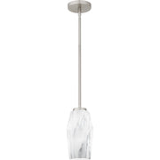 Quoizel Fogel 1 Light Mini Pendant, Brushed Nickel/Marble Glass - FOG1505BN
