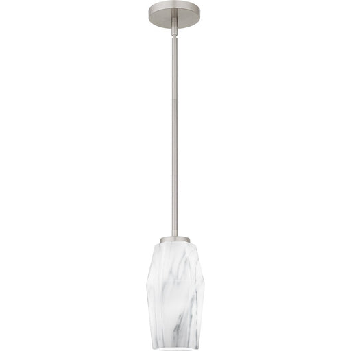 Quoizel Fogel 1 Light Mini Pendant, Brushed Nickel/Marble Glass - FOG1505BN