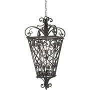 Quoizel Fort Quinn 31in 8-Light Pendant | Traditional Marcado Black Steel | Foyer & Dining Room | 31 x 31 x 52 in | Model FQ1931MK01
