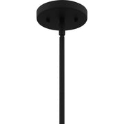 Quoizel Fairbanks 5in 1-Light Mini Pendant | Transitional Matte Black and White Alabaster Glass | Kitchen Island & Bar | Model FRB1505MBK
