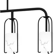 Quoizel Fairbanks 37in 4-Light Island Chandelier | Transitional Matte Black and White Alabaster Glass | Kitchen Island & Dining | Model FRB438MBK