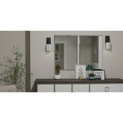 Quoizel Fairbanks 13.5in 1-Light Wall Sconce | Transitional Matte Black and White Alabaster Glass | Bedroom & Hallway Accent Light | Model FRB8704MBK