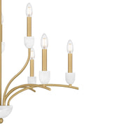Quoizel Frida 32in 9-Light Chandelier | Traditional Aged Brass and White Onyx Stone | Dining Room & Living Room | 32 x 32 x 29.5 in | Model FRI5032AB