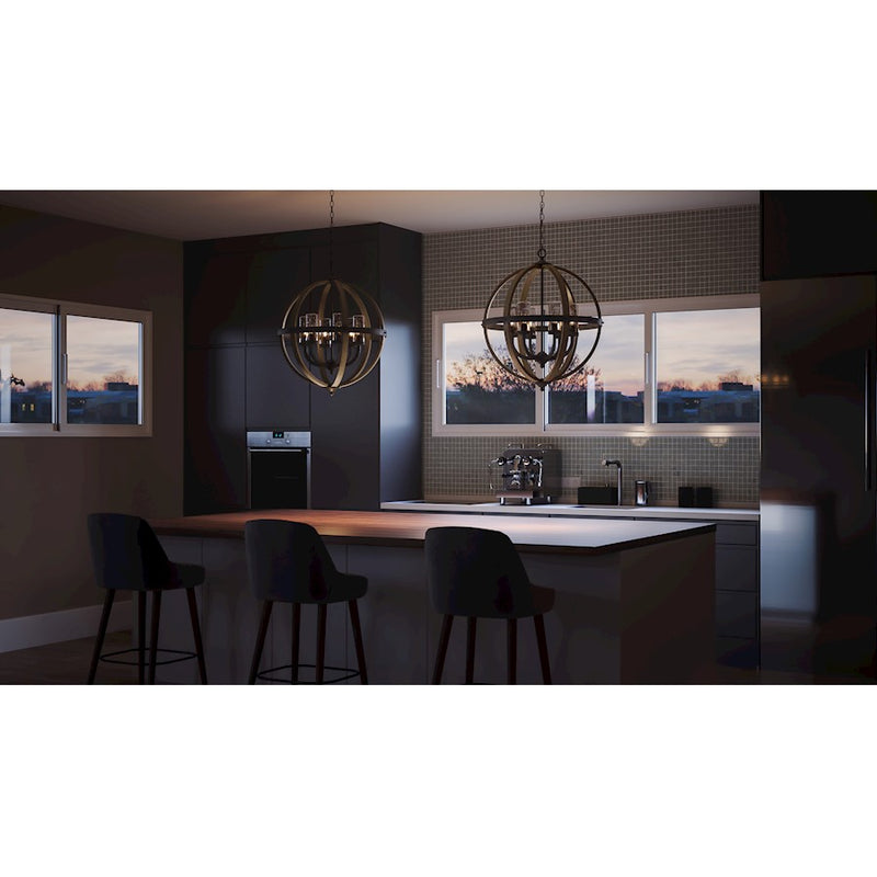 Quoizel Fusion 6 Light Pendant, Rustic Black