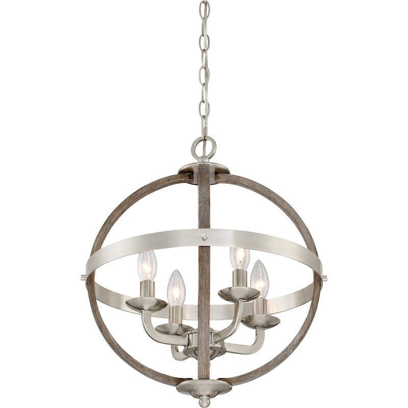 Quoizel Fusion 4 Light Chandelier, Brushed Nickel