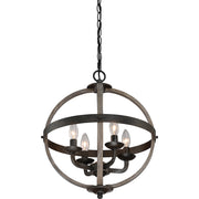Quoizel Fusion 4 Light Chandelier, Rustic Black