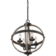 Quoizel Fusion 4 Light Chandelier, Rustic Black