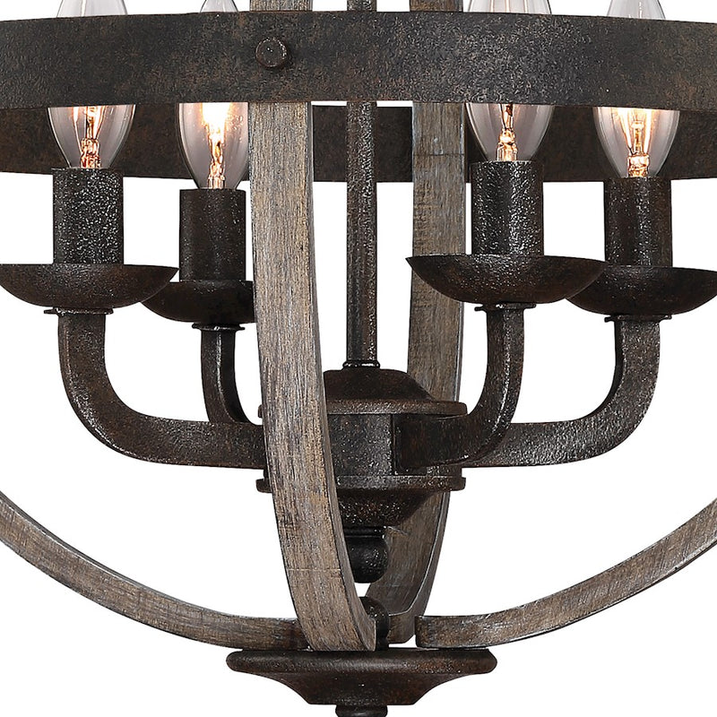 Quoizel Fusion 4 Light Chandelier, Rustic Black