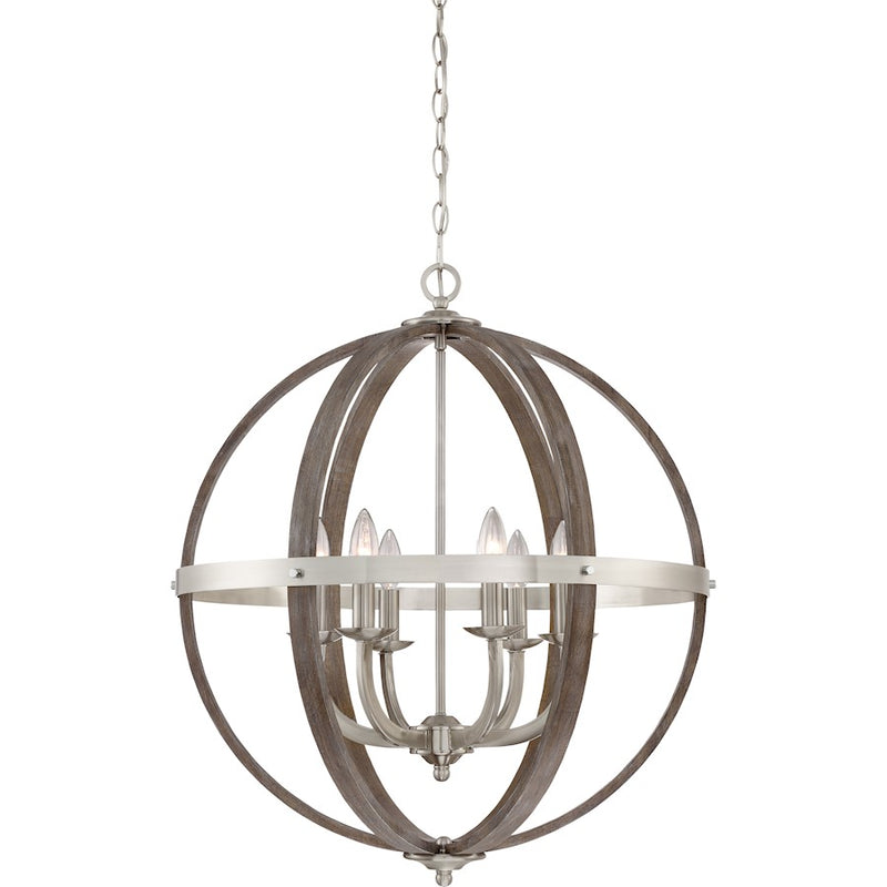 Quoizel Fusion 6 Light Chandelier, Brushed Nickel