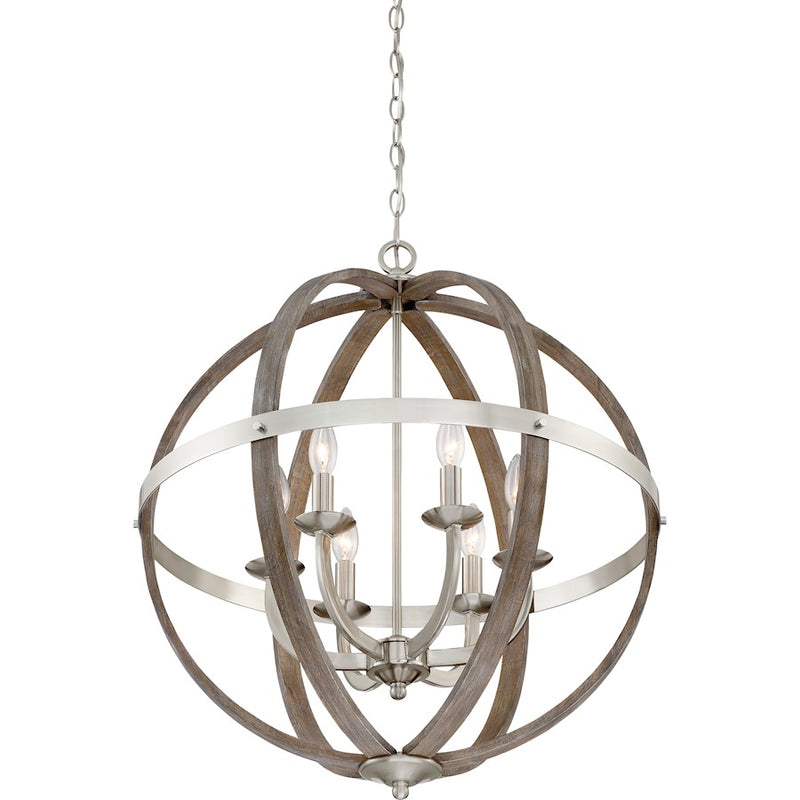 Quoizel Fusion 6 Light Chandelier, Brushed Nickel