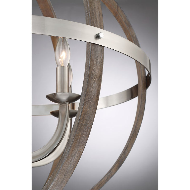 Quoizel Fusion 6 Light Chandelier, Brushed Nickel
