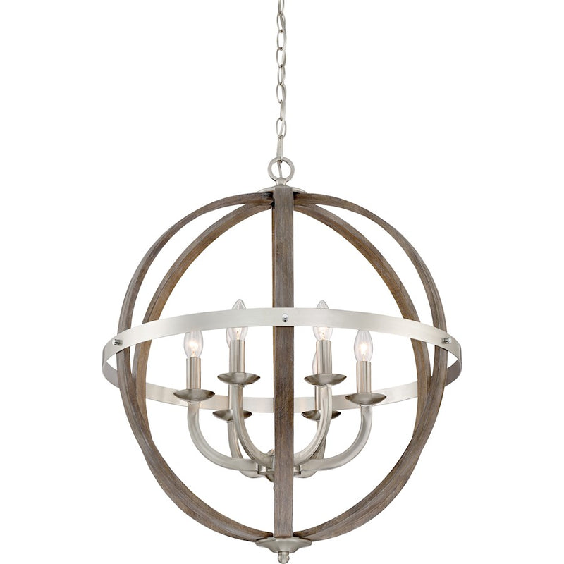 Quoizel Fusion 6 Light Chandelier, Brushed Nickel