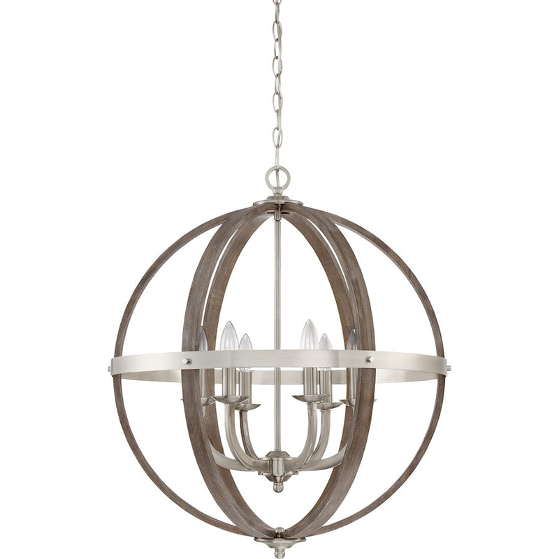 Quoizel Fusion 6 Light Chandelier, Brushed Nickel