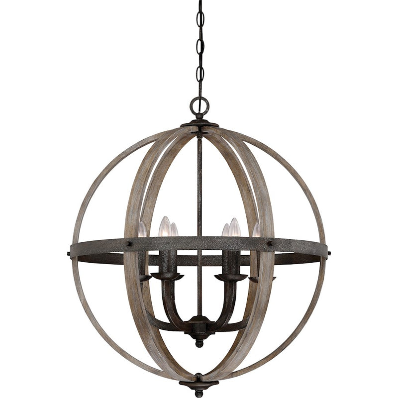 Quoizel Fusion 6 Light Chandelier, Rustic Black