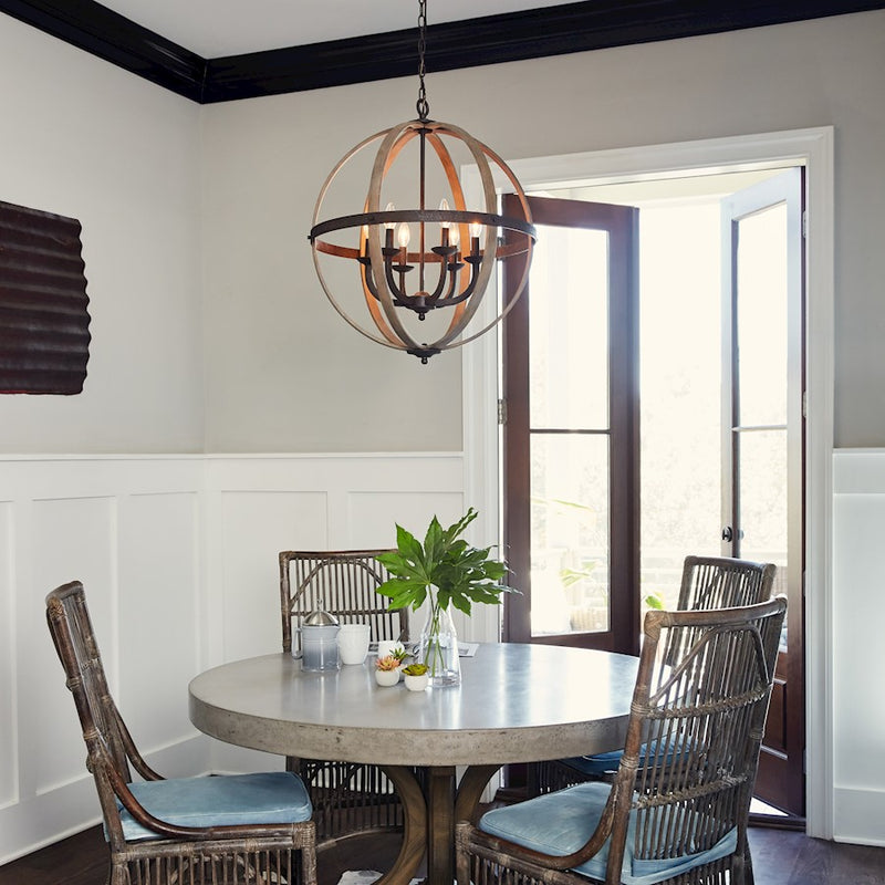 Quoizel Fusion 6 Light Chandelier, Rustic Black