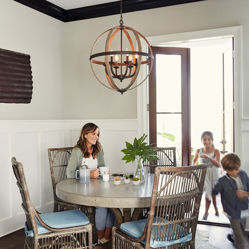 Quoizel Fusion 6 Light Chandelier, Rustic Black