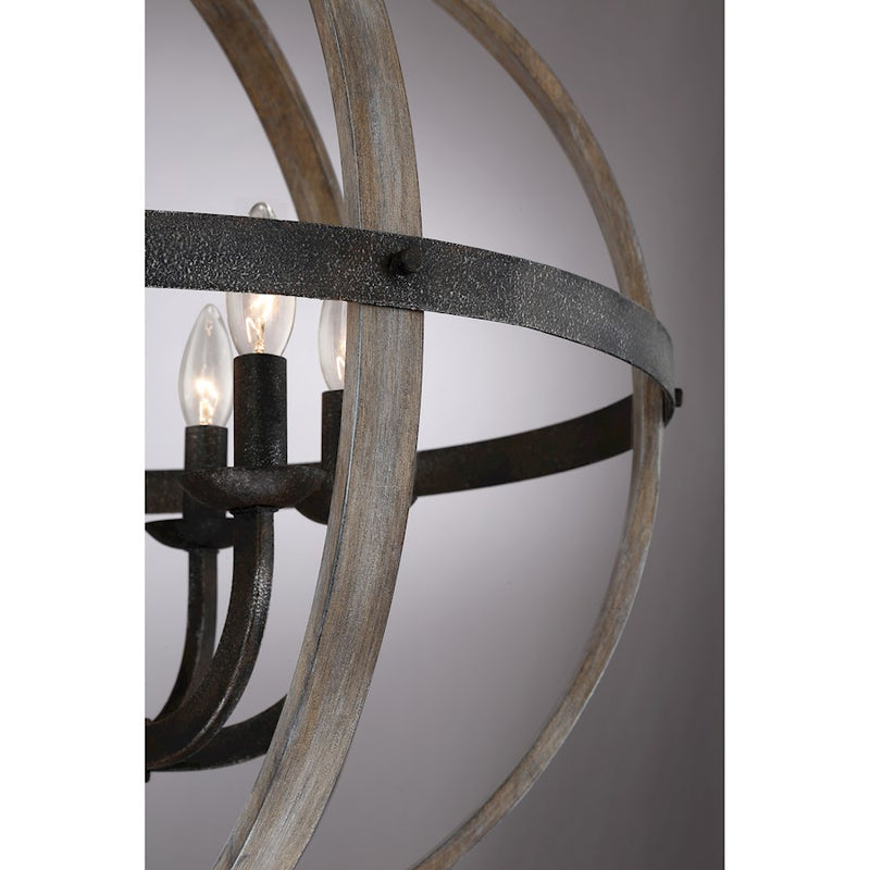 Quoizel Fusion 6 Light Chandelier, Rustic Black